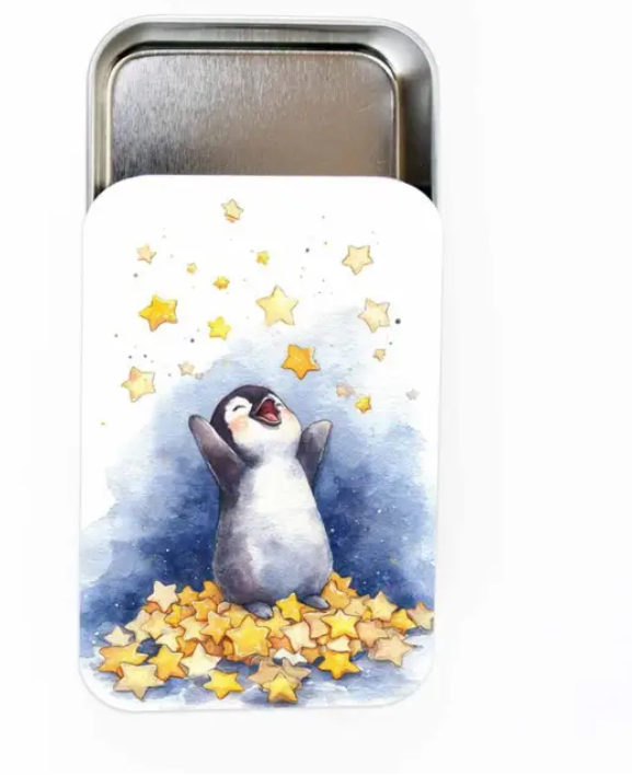Starry Penguin Notons Tin by Twice Sheared Sheep