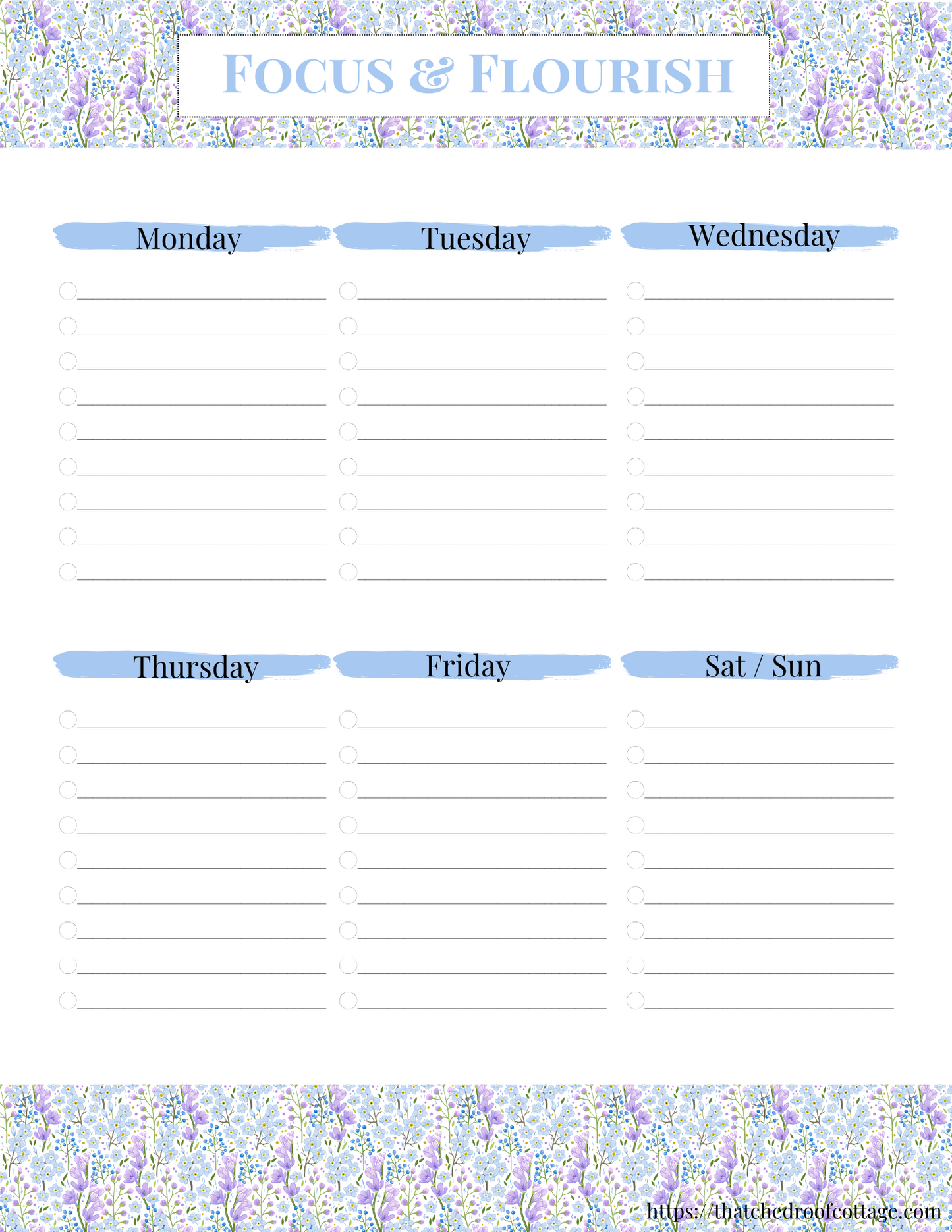 Focus & Flourish: Printable Floral Productivity Kit for Inspired Planning - Instant Download