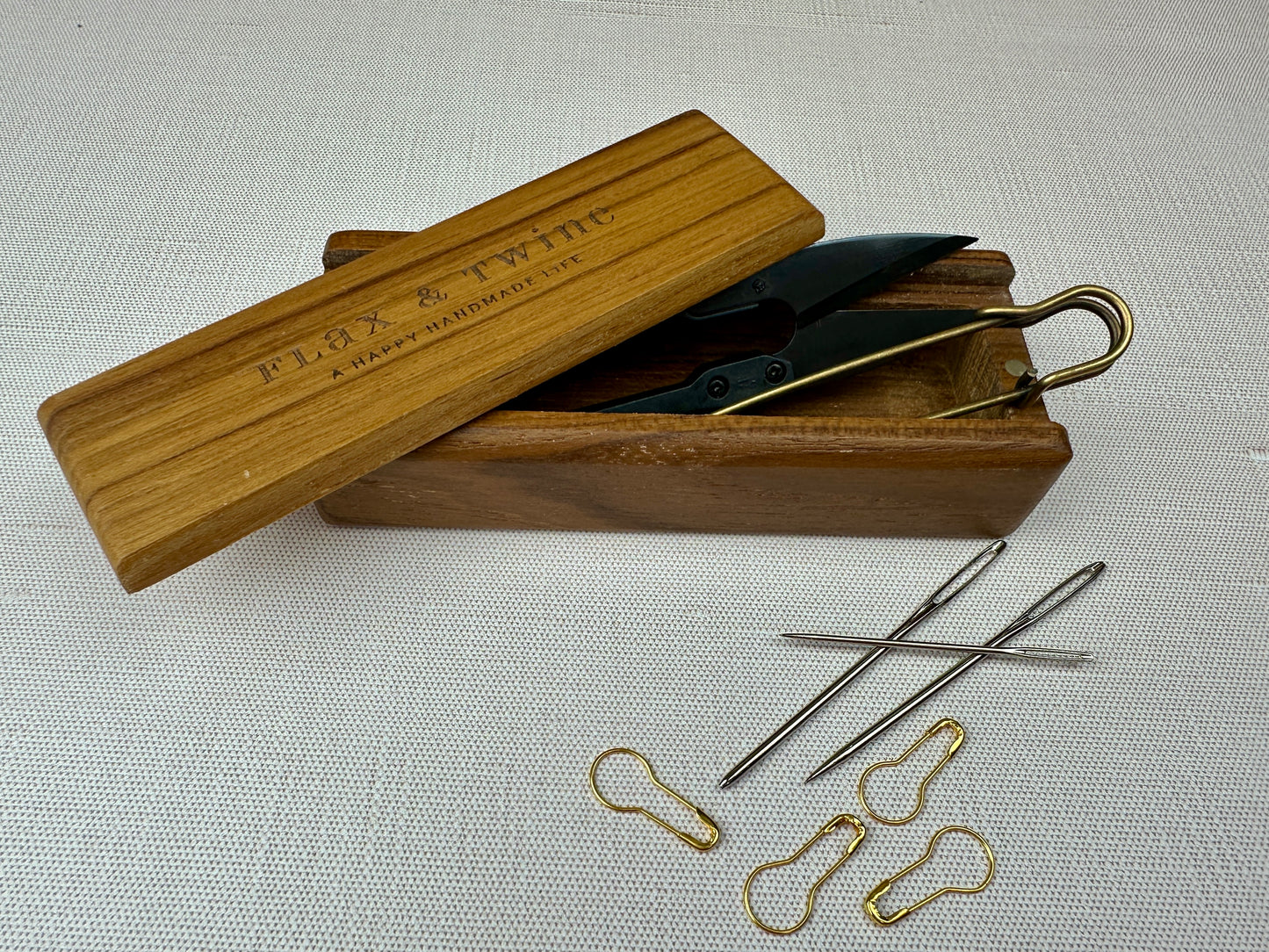 Teak Notions Box by Flax & Twine