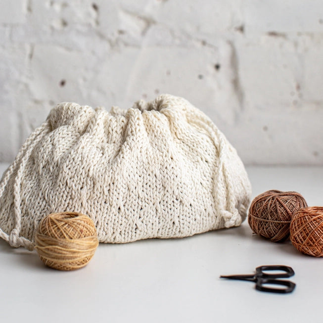 Trellis Knit Drawstring Bag Kit by Flax & Twine