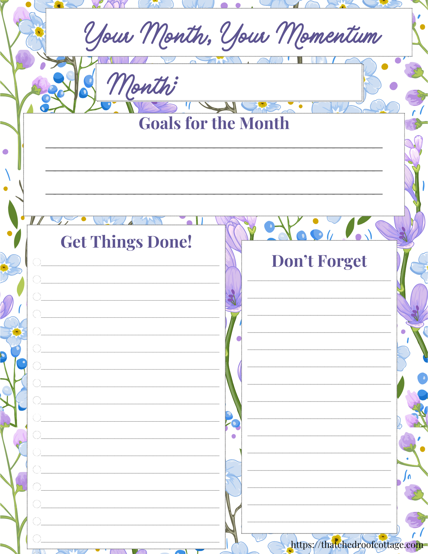 Focus & Flourish: Printable Floral Productivity Kit for Inspired Planning - Instant Download