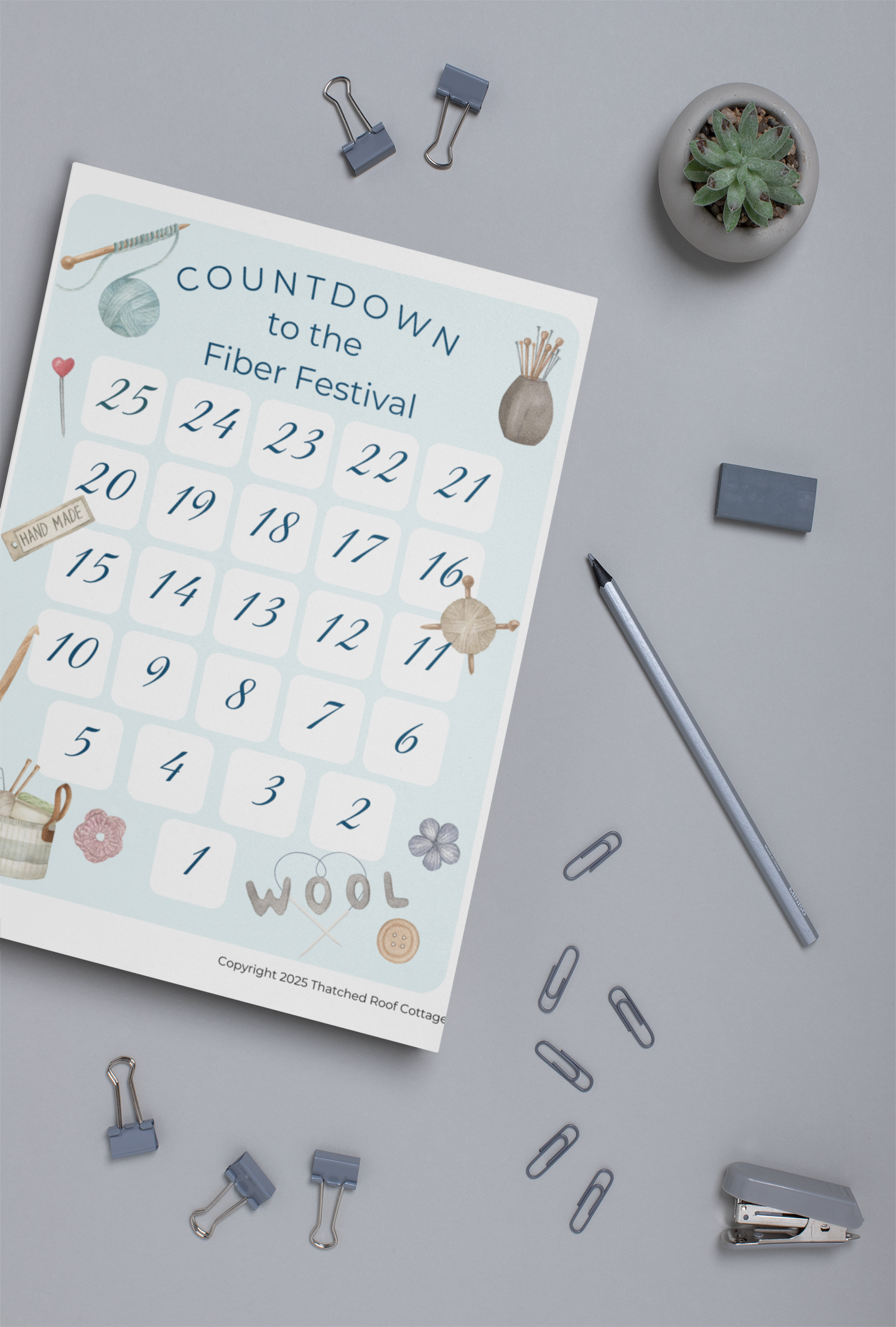 Countdown to the Fiber Festival – Watercolor Fiber Arts Design - Printable