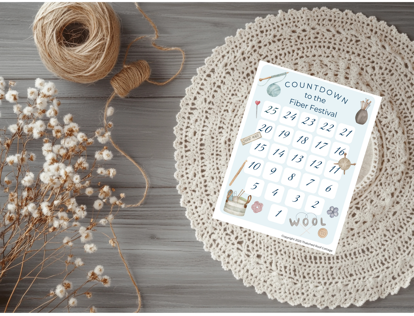 Countdown to the Fiber Festival – Watercolor Fiber Arts Design - Printable