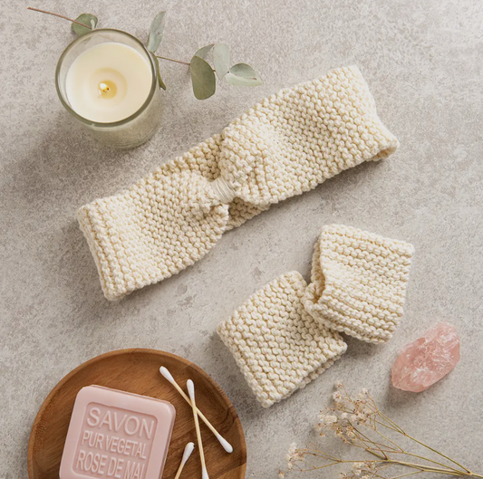 Spa Headband and Wristbands Beginner Knitting Kit