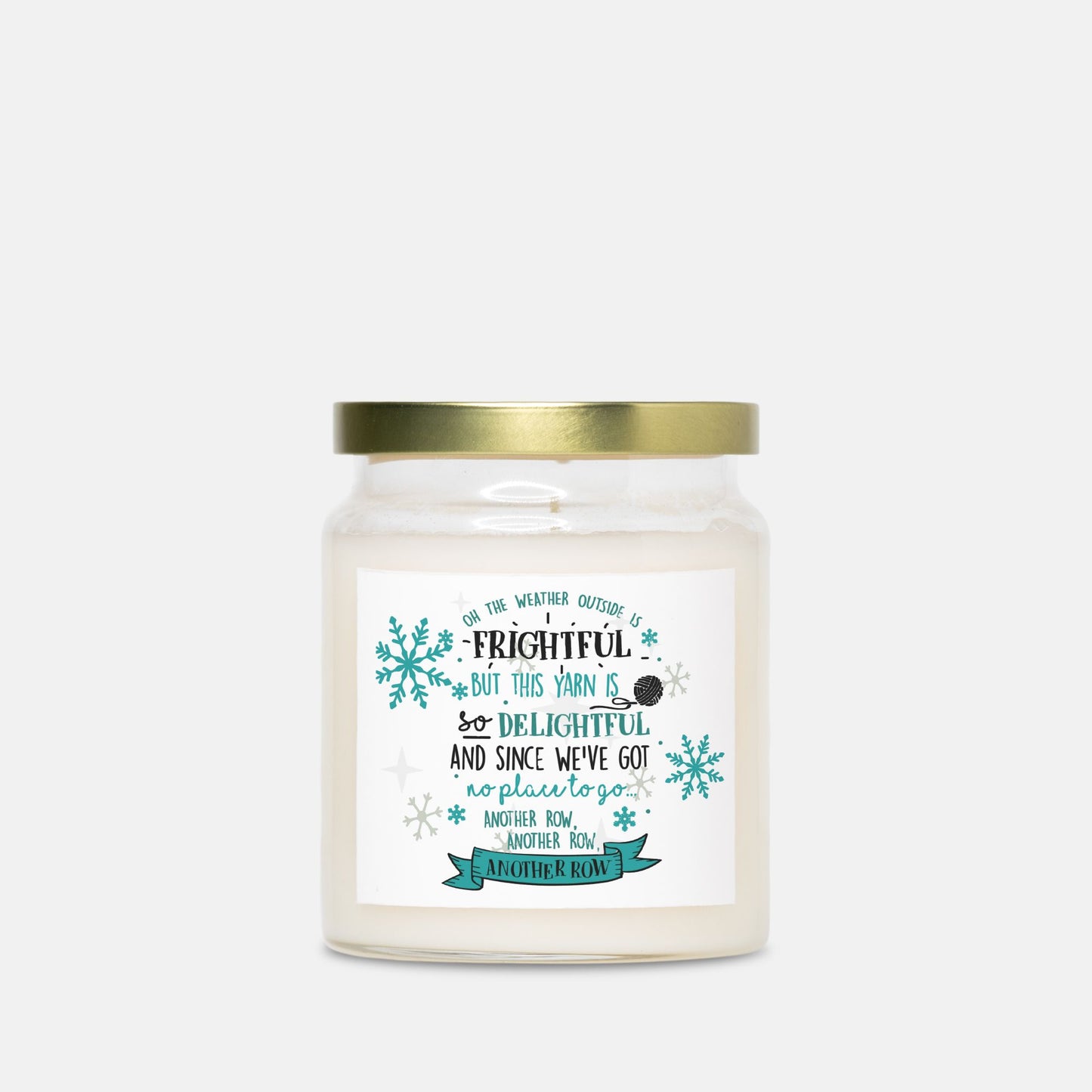 Cozy Rows Winter Candle - For the Coziest Winter Stitches -  Candle Apothecary Jar 9 oz